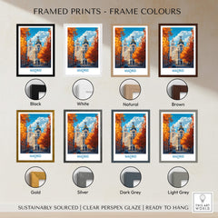Product display showing different framed options for Madrid Wall Art Print in various colors.