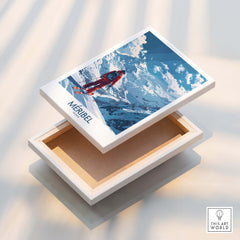 Meribel Ski Print - France displayed on a decorative box showcasing the stunning Meribel ski landscape.