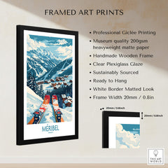 Meribel Wall Art Ski Print - France framed art showcasing vibrant alpine scenery and professional quality.
