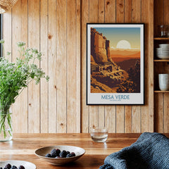 Mesa Verde National Park art print with sunset in rustic kitchen wall decor setting