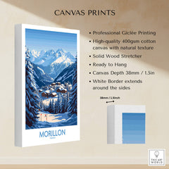 Morillon Ski Poster showcasing stunning alpine scenery and vibrant colors, perfect for ski enthusiasts.