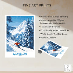 Morillon Ski Wall Art Poster showcasing vibrant colors and stunning design, perfect for ski enthusiasts.