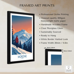 Morzine Ski Print - France framed art print showcasing the beauty of the French Alps with vibrant colors and details.