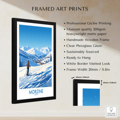 Morzine Wall Art featuring framed Giclée print of snowy ski slopes in Morzine, perfect for adventure-inspired home decor.