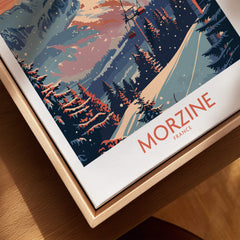 Morzine Poster - Ski Print France showcasing vibrant alpine scenery and ski lifts.