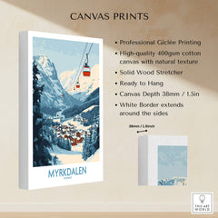 Experience Myrkdalen: Stunning Ski Poster Art showcasing professional Giclée printing and beautiful landscape design.