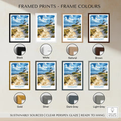 Nantucket lighthouse travel poster in 8 frame colors, ready to hang wall art for home decor