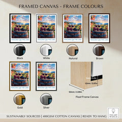 Niagara-on-the-Lake wine country wall art in black, white, natural, brown, gold, silver frames. Float frame canvas, ready to hang.