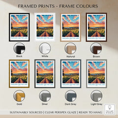 Niagara-on-the-Lake vineyard sunset print in 8 frame colors, ready to hang wall art
