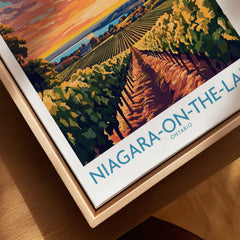 Niagara-on-the-Lake Ontario travel poster with vineyard sunset art, perfect wall decor