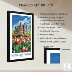 Niagara-on-the-Lake travel poster art print with tulips, framed wall decor for home