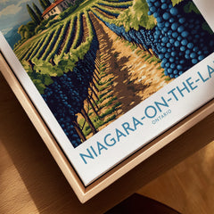 Niagara-on-the-Lake Ontario vineyard travel poster wall art with grapevines and countryside scenery