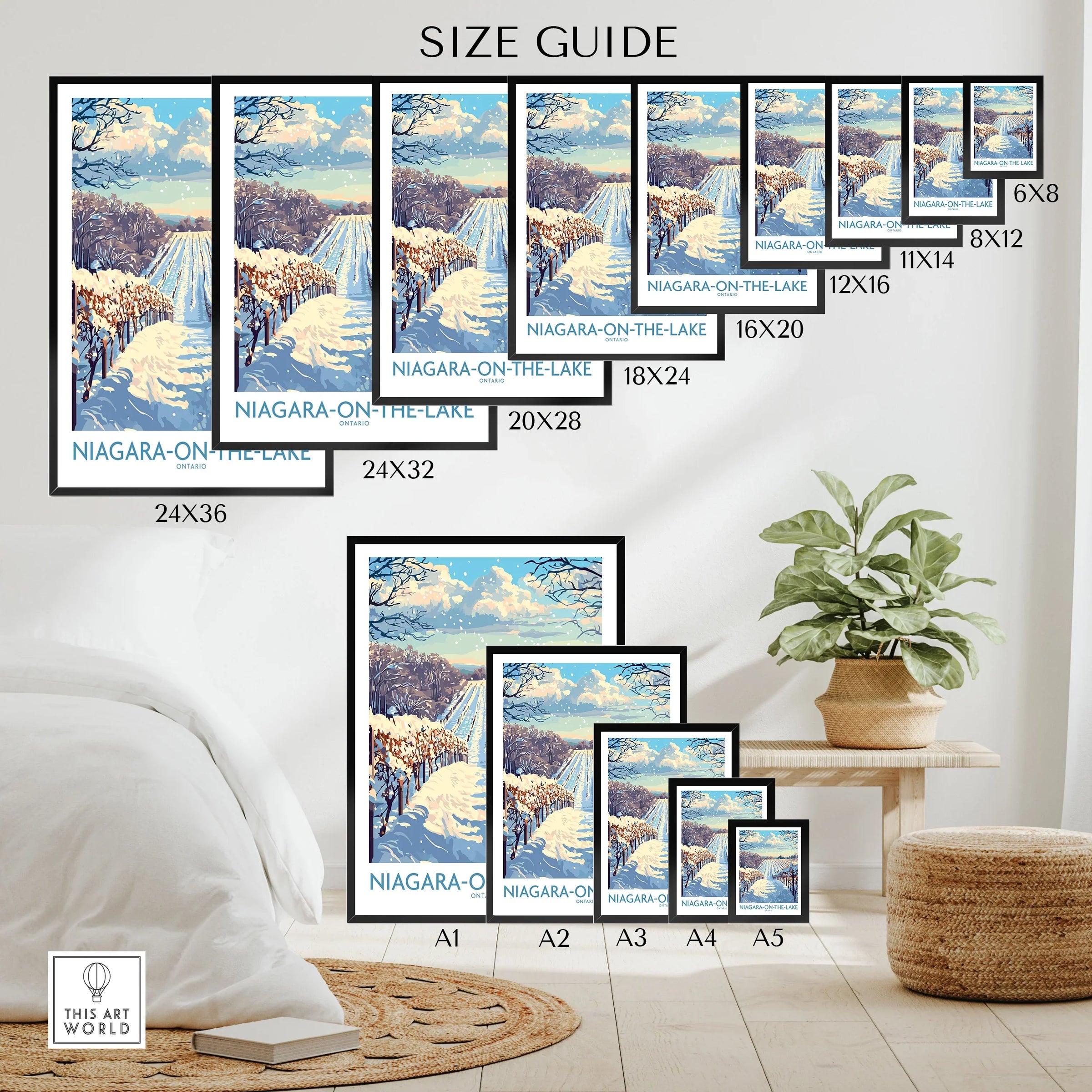 Niagara-on-the-Lake winter travel poster in multiple sizes for wall art decor