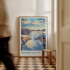 Niagara-on-the-Lake Ontario winter vineyard travel poster art for home decor