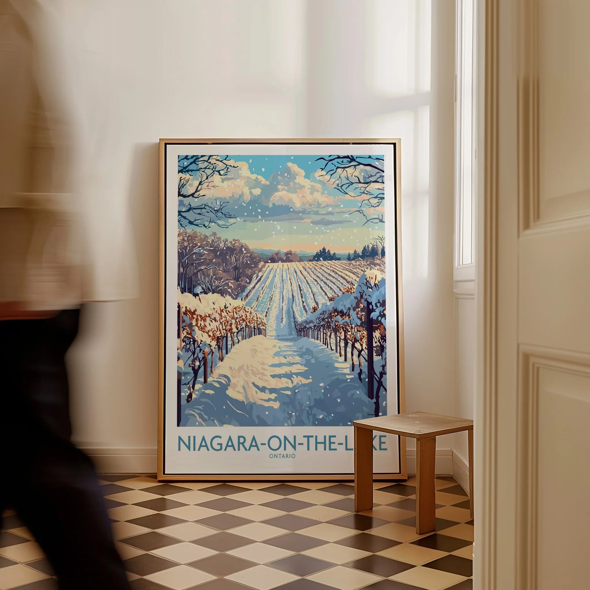 Niagara-on-the-Lake Ontario winter vineyard travel poster art for home decor