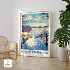 Niagara-on-the-Lake Ontario winter vineyard travel poster wall art print for home decor