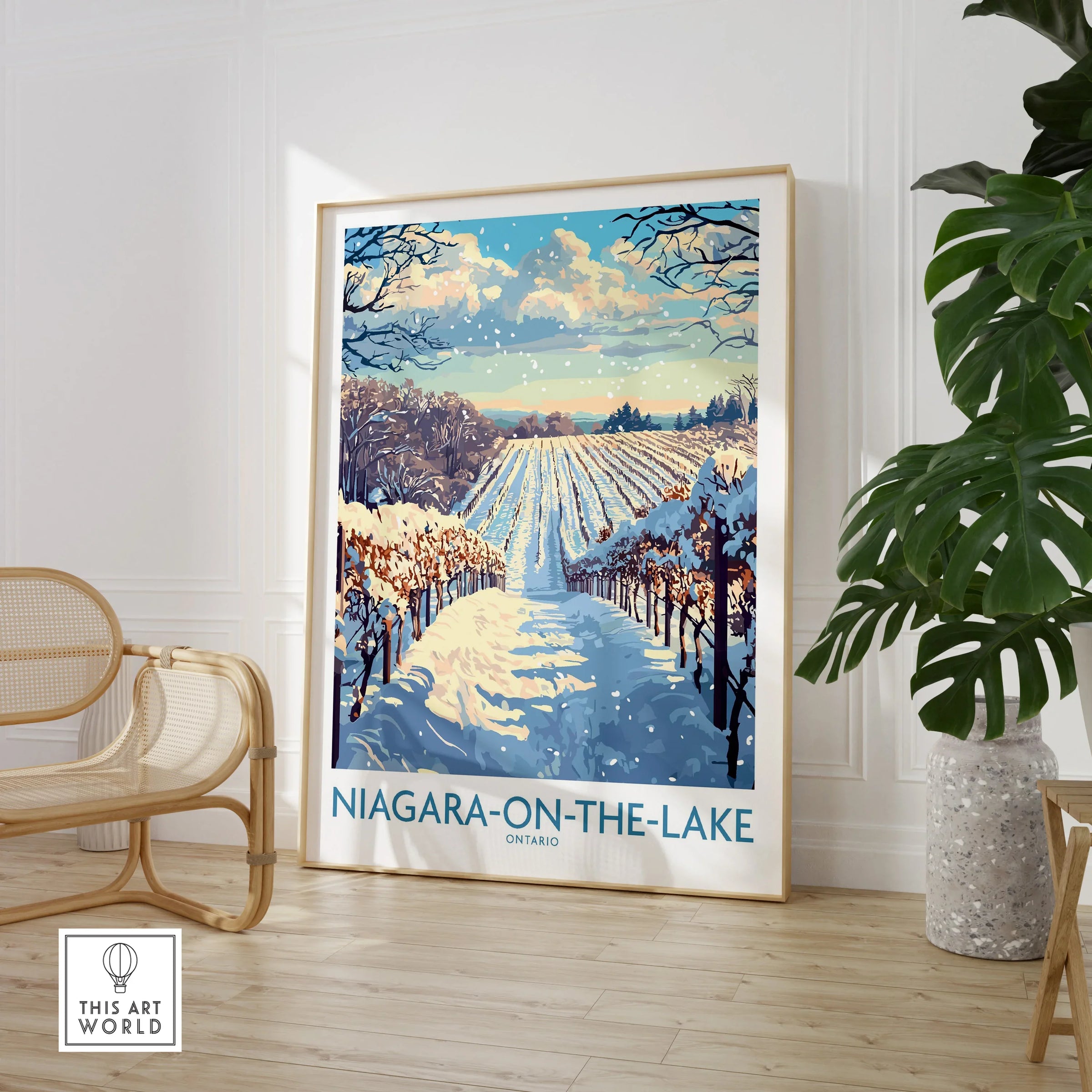 Niagara-on-the-Lake Ontario winter vineyard travel poster wall art print for home decor