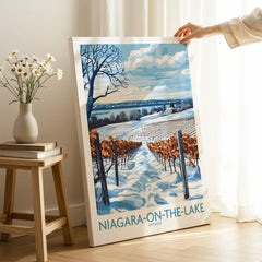 Niagara-on-the-Lake winter vineyard travel poster art print for home decor