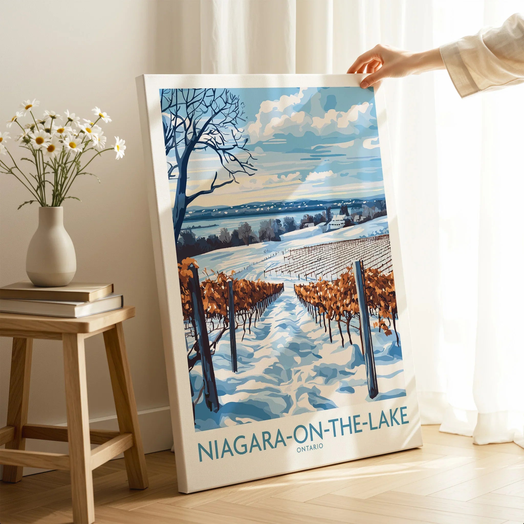 Niagara-on-the-Lake winter vineyard travel poster art print for home decor
