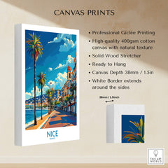 Nice Travel Poster - France showcasing vibrant colors and French coastal views on a canvas print.