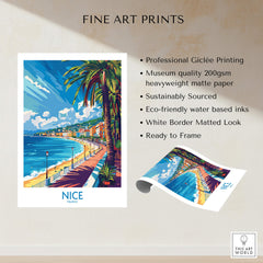 Nice Wall Art Poster - France showcasing scenic beauty with palm trees and blue skies, perfect for home decor.