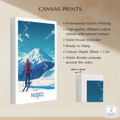 Niseko Ski Poster - Japan showcasing professional Giclée printing and beautiful mountain landscape.