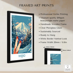 Niseko Poster Japan framed art print showcasing stunning landscapes and ski slopes, perfect for ski enthusiasts.