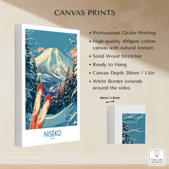 Niseko Poster Japan showcasing stunning landscapes and skiing, ideal for wall art enthusiasts and home decor.