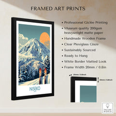 Niseko Wall Art Ski Poster framed print with classic design and professional giclée printing, perfect for ski enthusiasts.