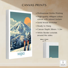 Niseko Wall Art Ski Poster showcasing professional Giclée printing and natural texture on high-quality canvas.