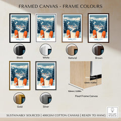 Framed Park City Ski Poster options in various frame colors: black, white, natural, brown, gold, silver.