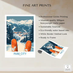 Park City Ski Poster featuring stunning mountain design and professional Giclée printing on heavyweight matte paper.