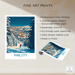 Park City Print Utah Skiing showcasing a skier in the picturesque Park City landscape.