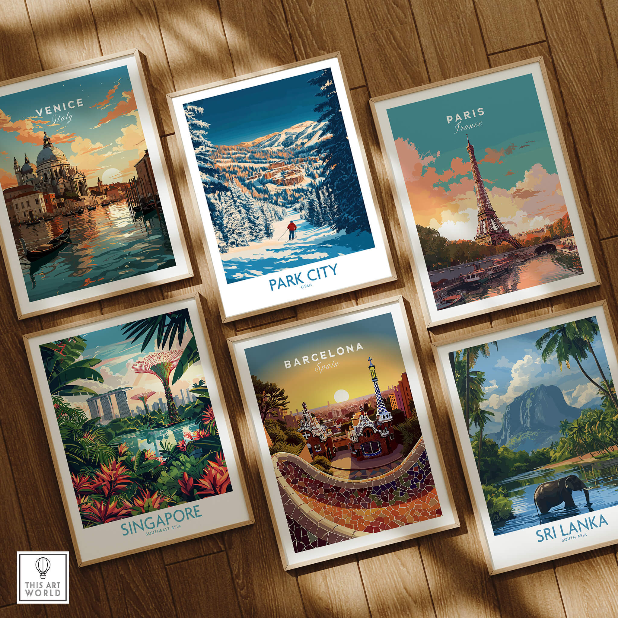 Park City Print Utah Skiing artwork showcasing a skier in scenic Park City, part of a travel-themed print collection.