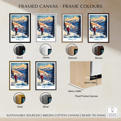 Park City Ski Wall Art Ski Poster available in various frame colors including black, white, natural, brown, gold, and silver.