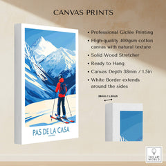Pas de la Casa Andorra Print | Pyrenees Skiing Poster showcasing professional Giclée printing on canvas.