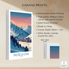 Pas de la Casa Andorra Poster | Pyrenees Ski Resort Wall Art showcasing professional Giclée printing on canvas.