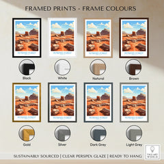 Petrified Forest National Park art print displayed in eight frame color options, desert landscape
