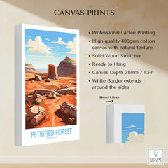 Petrified Forest National Park canvas wall art print with desert landscape and rock formations