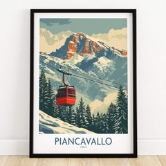 Piancavallo Ski Print - Italy featuring a ski gondola and stunning mountain scenery.