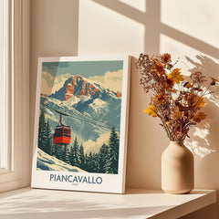 Piancavallo Ski Print - Italy featuring a scenic ski lift and beautiful mountains in a cozy home setting.