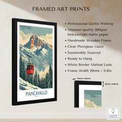 Piancavallo Ski Print - Italy framed art print showcasing ski slopes and gondola in a beautiful setting.