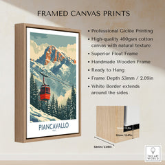 Piancavallo Ski Print -  Italy framed canvas print with professional Giclée printing and wooden frame.
