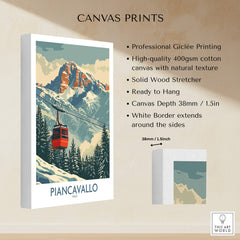 Piancavallo Ski Print - Italy canvas print featuring ski slopes and red gondola in stunning mountain scenery.