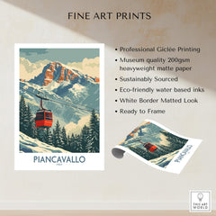 Piancavallo Ski Print - Italy fine art print featuring a ski lift and mountain scenery.