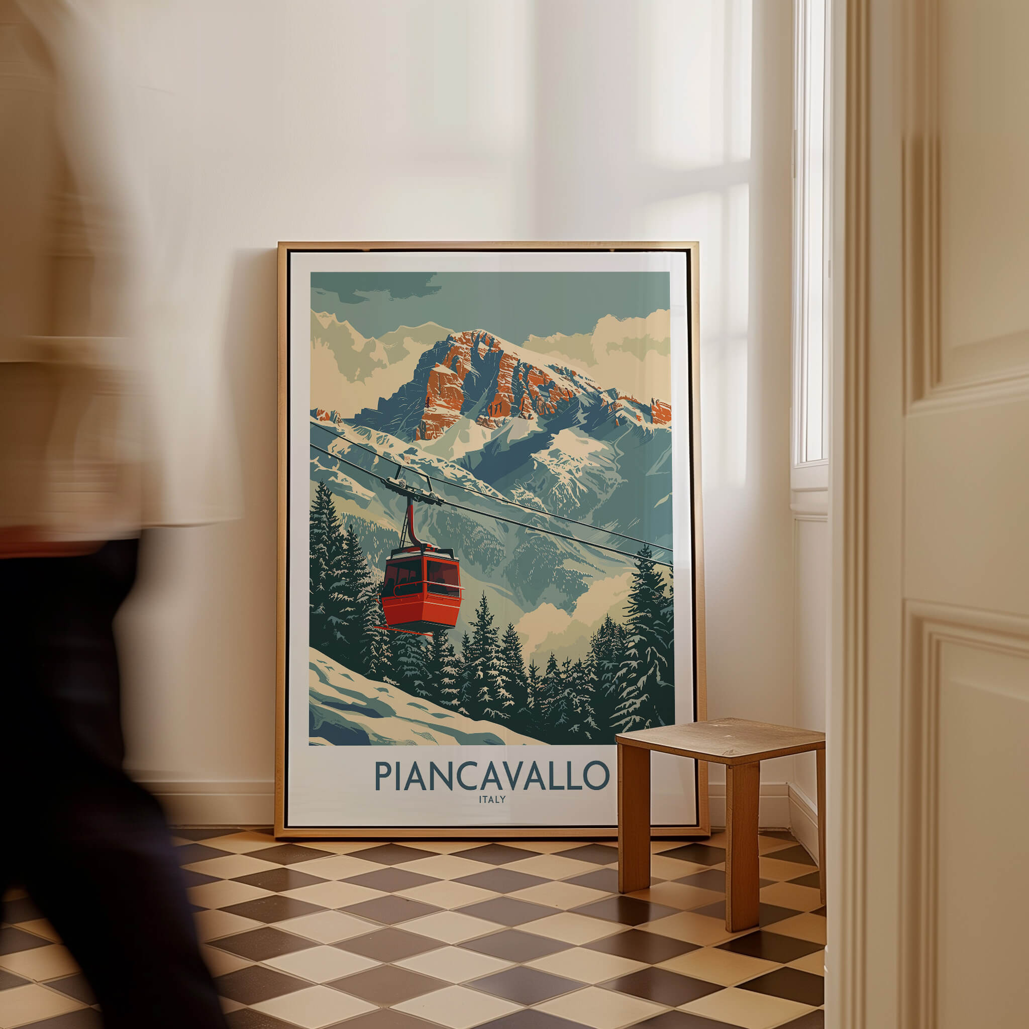 Piancavallo Ski Print - Italy featuring the ski lift with mountains in a stylish home interior.