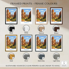 Pinnacles National Park travel art print in eight frame color options, landscape wall decor.