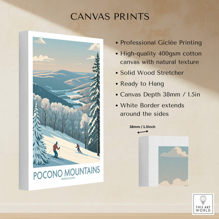 Pocono Mountains Alpine Slopes Wall Art - Pennsylvania Ski Vacation Decor