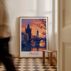 Prague Print displayed in a stylish home interior, showcasing the charming landscape of Prague.