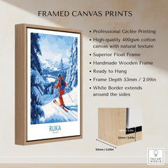 Lapland Ski Scene Wall Art - Ruka Finland Powder Print, Winter Sports Decor framed canvas print
